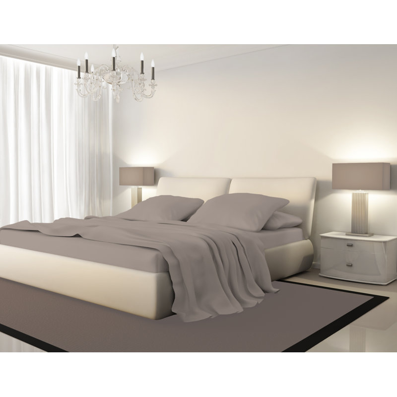 Ensemble de draps 100% coton 200 fils Glascock, Très grand, Brun