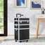 Shiny Diamond Pattern Silver-Edged Three-in-One Black Makeup Case