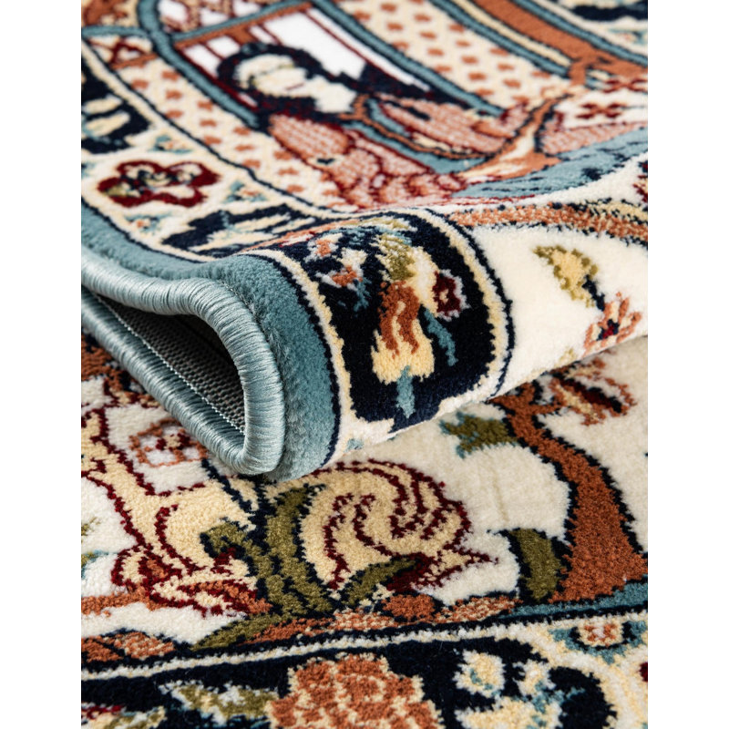 Ledger Oriental Multicolor Area Rug, Blue, Rectangle 6'1" x 9'