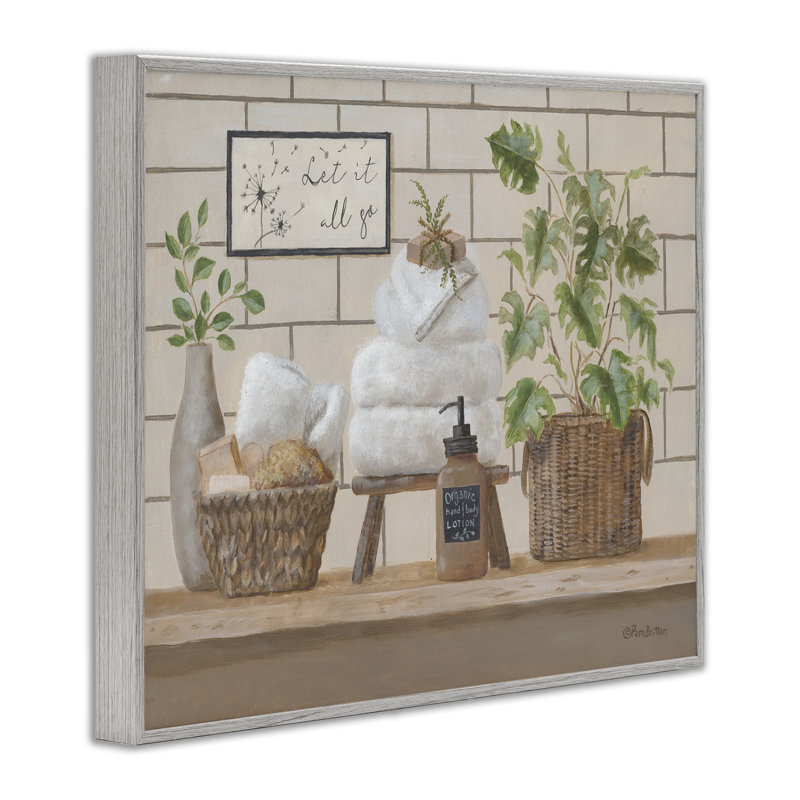 «Comforting Bathroom Spa Still Life», impression numérique sur toile par Pam Britton, H 16 po x l 20 po x P 1,5 po