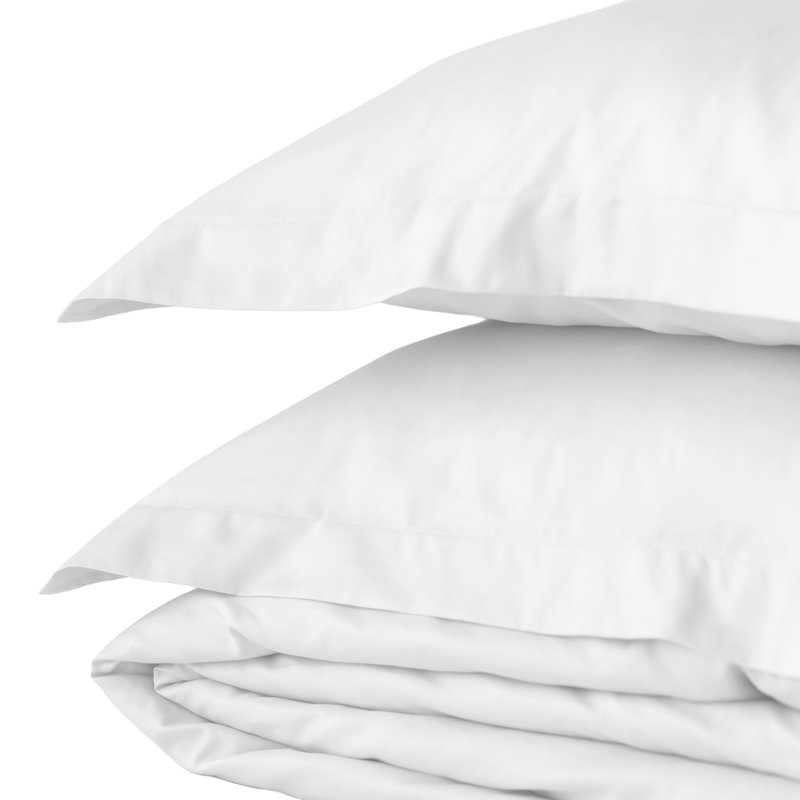 Satin de coton 400 fils 2 pièces Ensemble de taie d'oreiller, Blanc, Queen