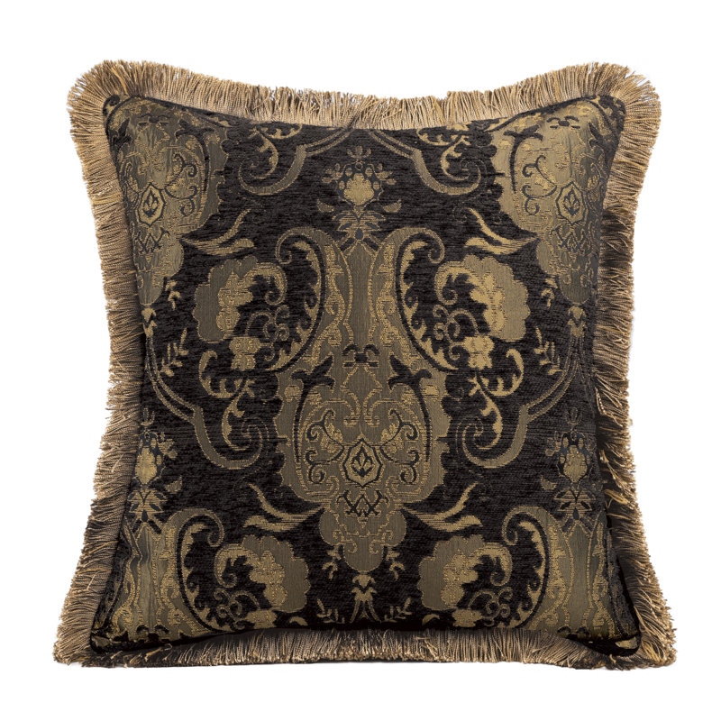 Polyester Paisley and Geometric Sham, 20" x 20", Black