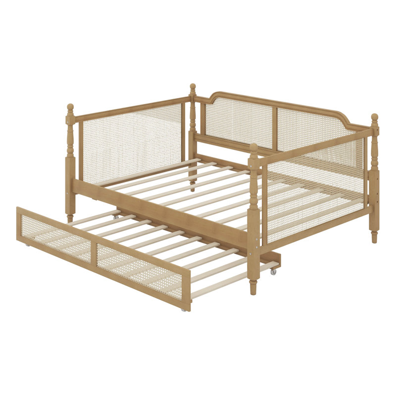 Lit de jour en rotin de style traditionnel avec couchette, Double
