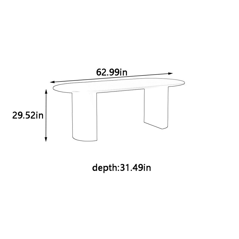 Matte black oval dining table, 29.52"H x 62.99"L x 31.49"W 