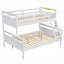 Space-Saving Twin Over Full Platform Bunk Bed Frame With Attached Ladder and Safety Guardrail, Solid Pine Soft White