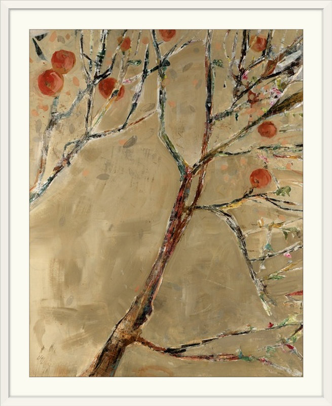 Tolya «Butterscotch Fruit Tree», reproduction d'art par Aniha, H 23 po x l 20 po x P 1 po, Cadre noir