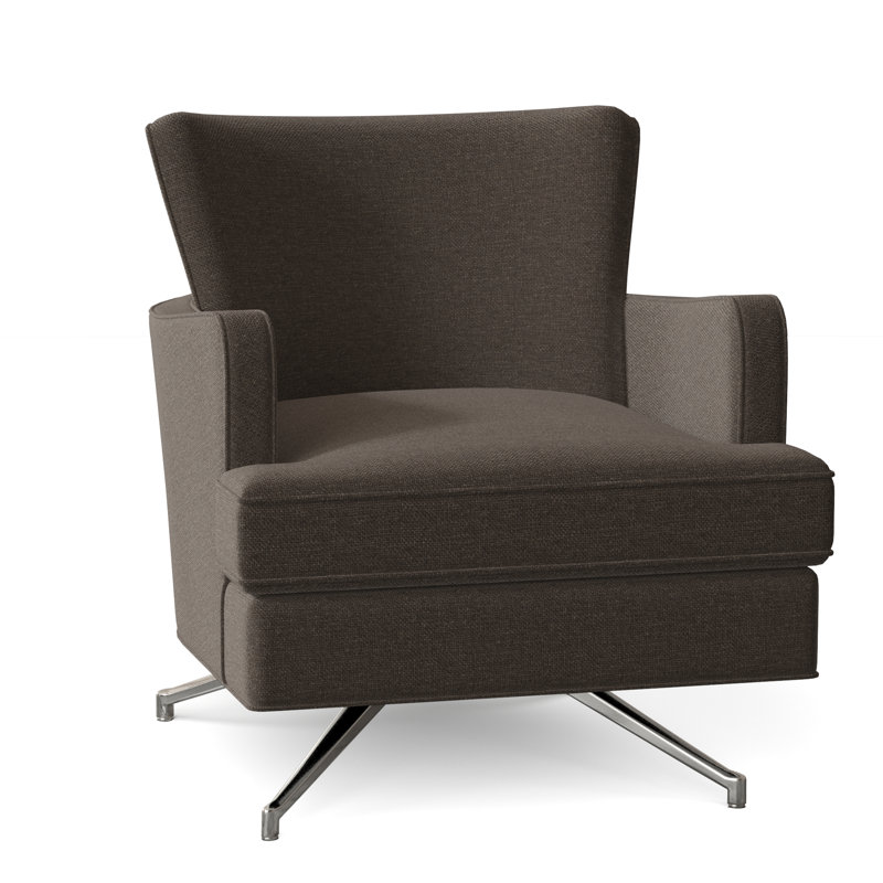 Kyle 28.5" W Swivel Armchair, Nickel, 2100 Linen