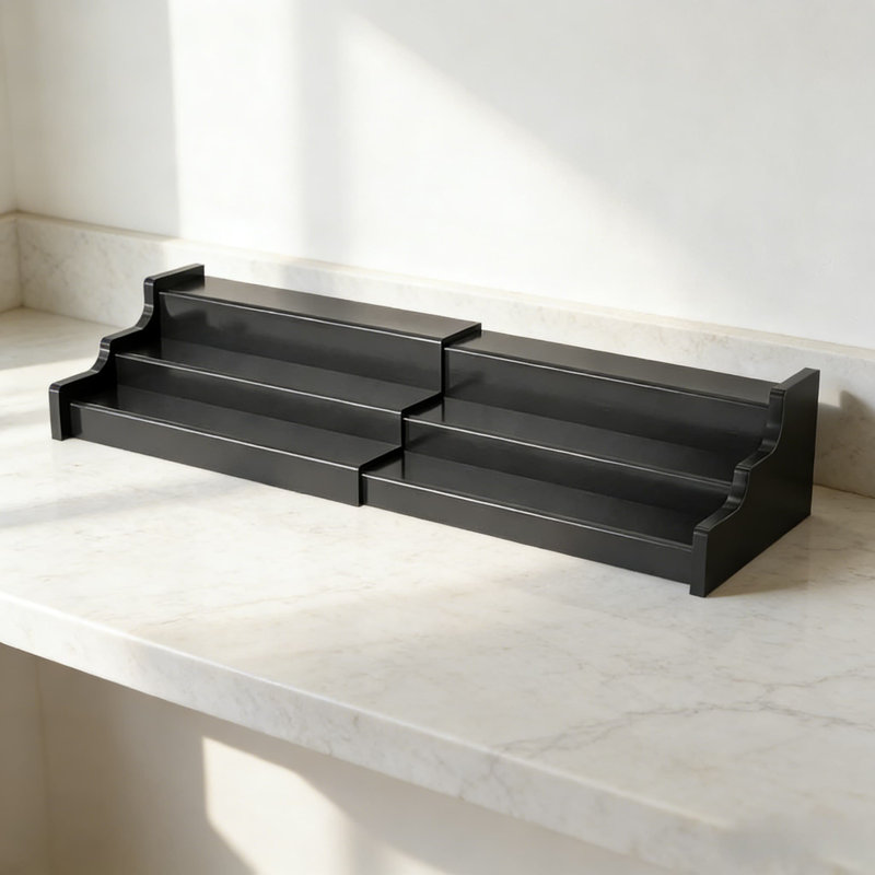 Organisateur réglable à 3 niveaux pour étagère à épices en bambou - étagère de garde-manger extensible pour pots à épices, bouteilles et rangement