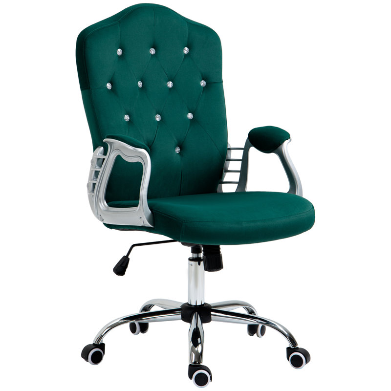 Kimar Chair with Padded Armrests, Green, Polyester Blend