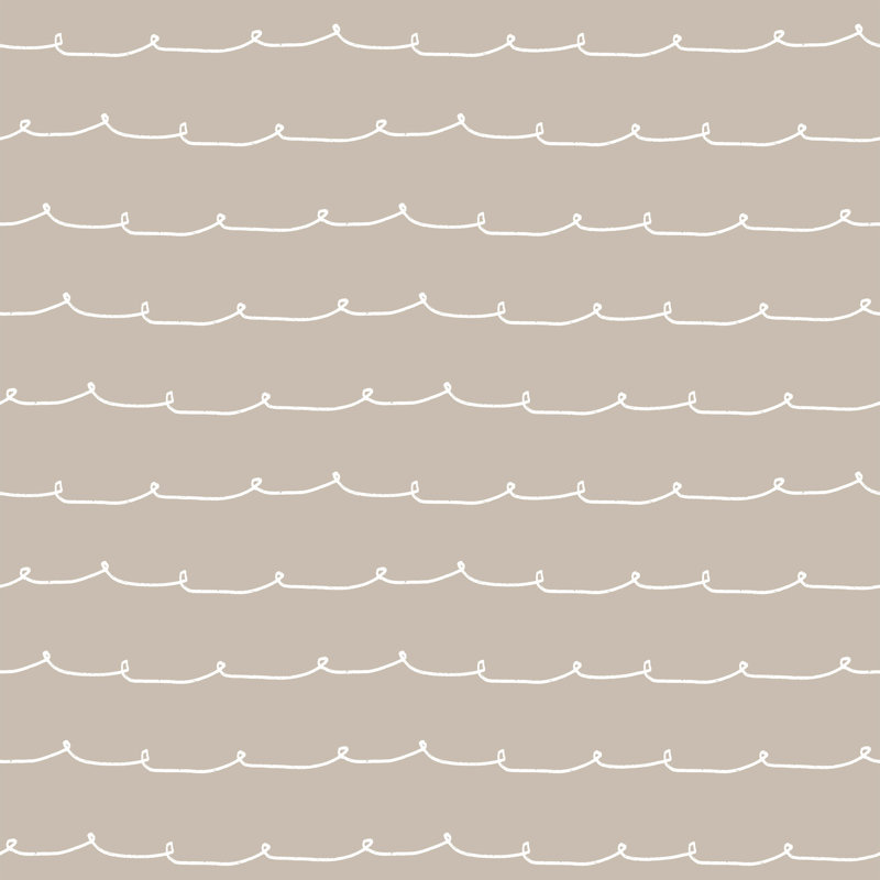 Papier peint rayé taupe Wiggle Line, Beige
