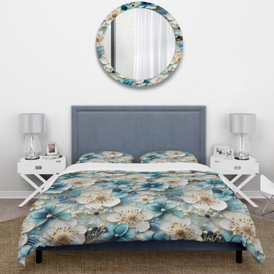 Ensemble de housse de couette fleurs bleues et blanches Simplicity