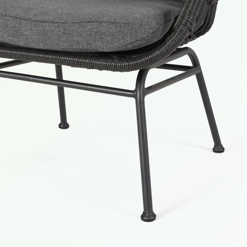 Ensemble de 2 chaises de patio en osier avec coussins, Coussin gris / panneau gris