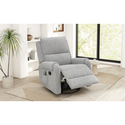 Fauteuil inclinable manuel massant, fauteuil inclinable pivotant à bascule avec poche de rangement latérale pour salon, chambre et chambre d'enfant, noir