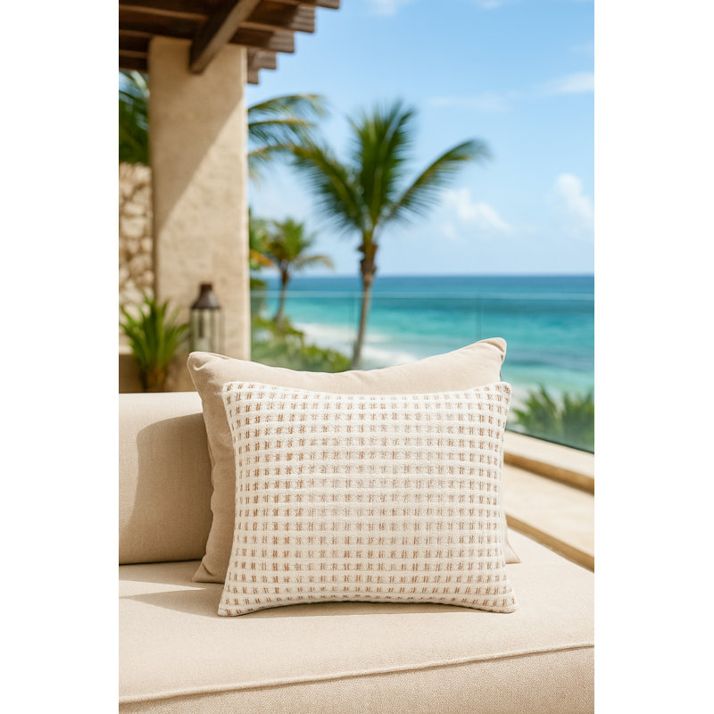 Pure Green Harbor Tweed Indoor Outdoor Pillow Cover 20x20, Orange, Rectangle 14"H x 20"W, Polyester