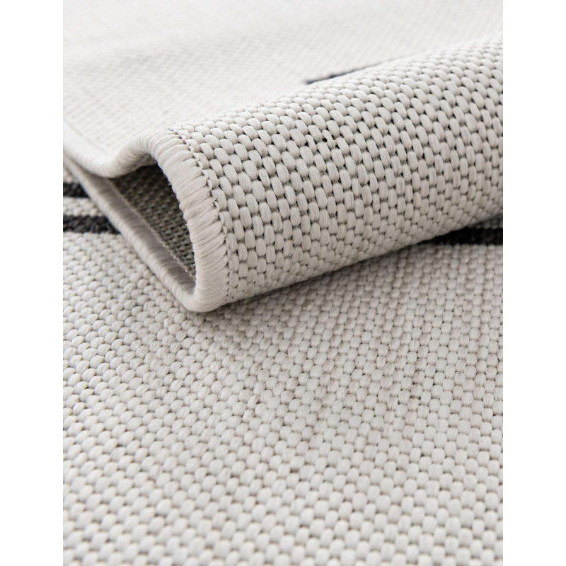 Tapis rayé intérieur / extérieur Leonardville, Rectangle 7 pi 10 po x 10 pi