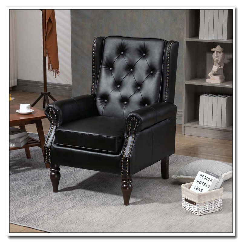 Fauteuil avec cadre en bois, Polyuréthane noir