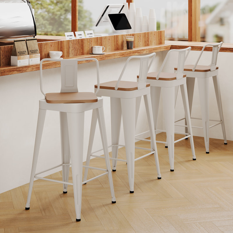 Tabouret de bar et de comptoir pivotant en métal, Crème, crème, Tabouret de bar (siège d'une hauteur de 30 po)
