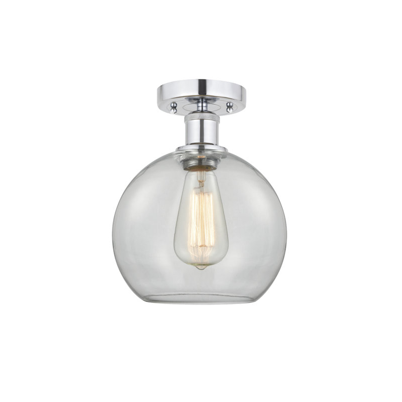 Plafonnier semi-encastré 1 lumière Cindi, H 13 po x l 8 po x P 8 po, Transparent, Chrome poli