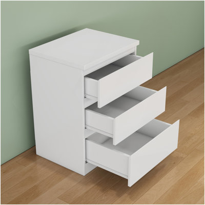 19.7-Inch White Nightstand With 3 Drawers, Beside Table With Drawers Handle Free Design,Thickened Top Plate,Small Side Table Storage Cabinet 3 Drawer Night Stand For Bedroom,Living Room