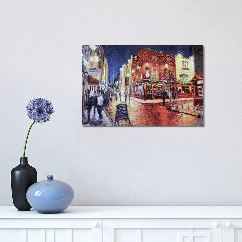 Temple Bar Small by Roger - Wrapped Canvas Painting, 30.48 cm H x 45.72 cm W