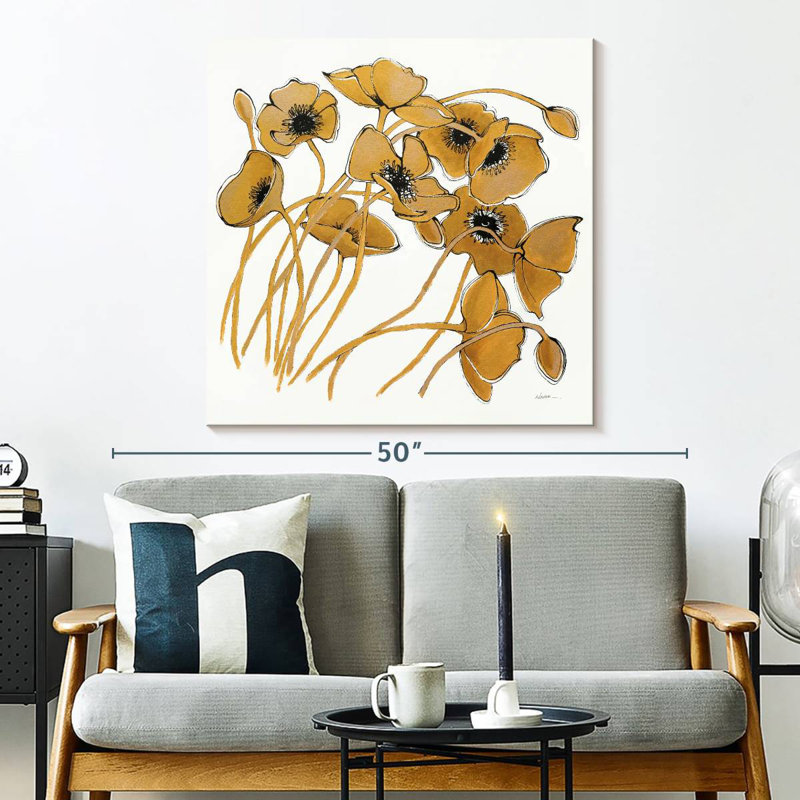 Coquelicots Harnek Gold Black Line II, H 33 po x l 33 po