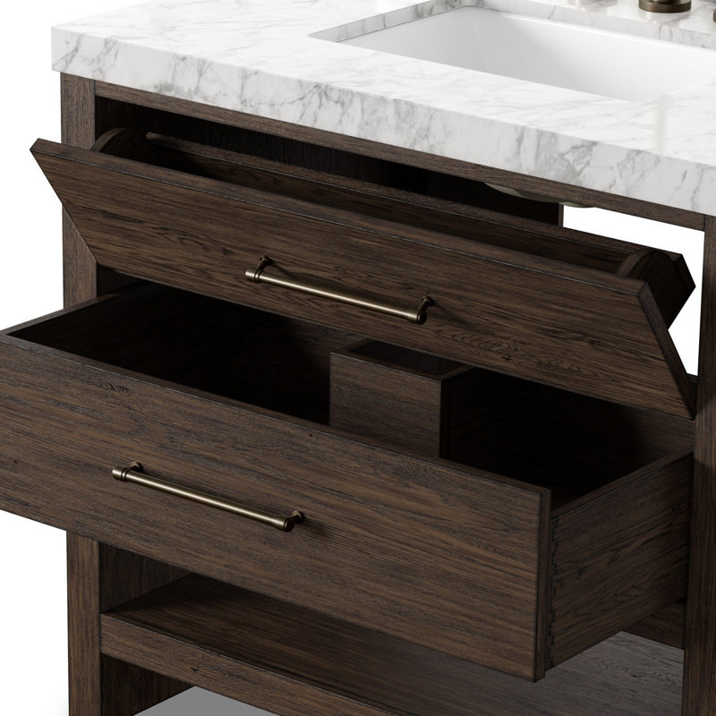 Anthem Single Vanity, Carrara Marble, Satin Espresso Oak