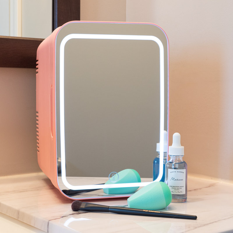 Home-Complete Skincare Fridge - 6 Can Portable Refrigerator with 12V Charger and Power Cord - Mini Fridge for Bedroom, Bathroom, or Car