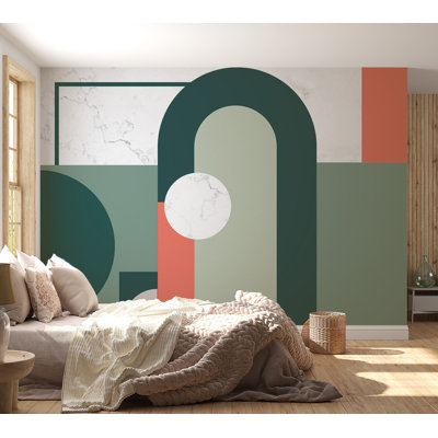 Murale abstraite pelez et collez - Motif géométrique de marbre