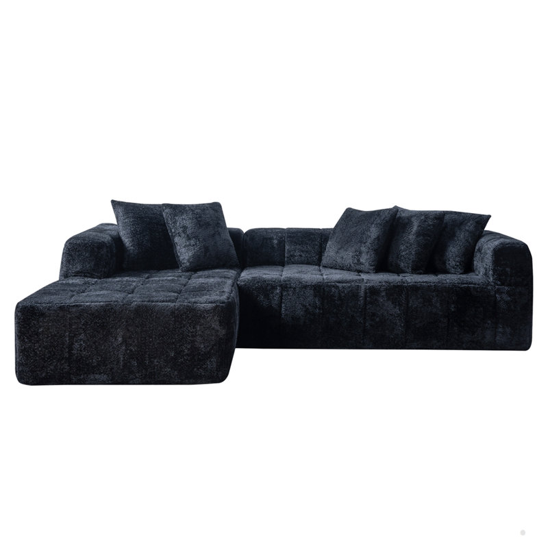 107.9-inch Cloud Modular Sectional Sofa Couch with L-Shape Chaise, 25.5" H x 108" W x 69.3" D, Left Hand Facing, Black