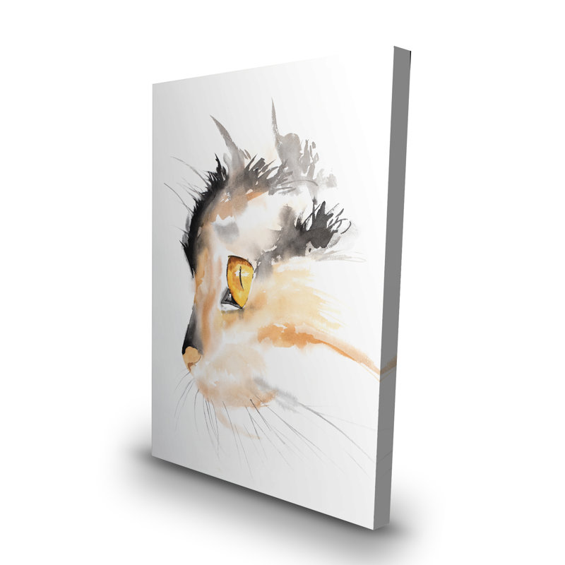 Toile à profil de chat aquarelle | Décoration intérieure pour les amoureux des animaux de compagnie
