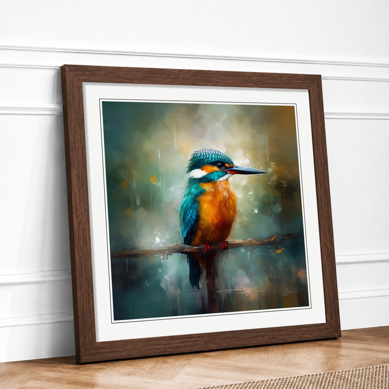 Kingfisher Impressionism Framed Print, Walnut
