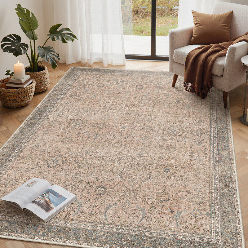 Tapis rose Abastos, Beige avoine, Rectangle 5 pi x 7 pi