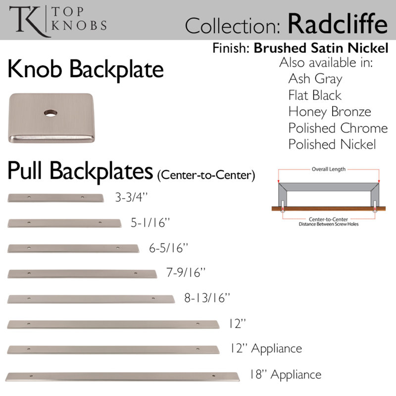 Radcliffe Knob Backplate, Satin Nickel