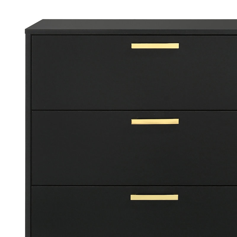 58.1 " W 6 - Drawer Dresser, Black/Gold