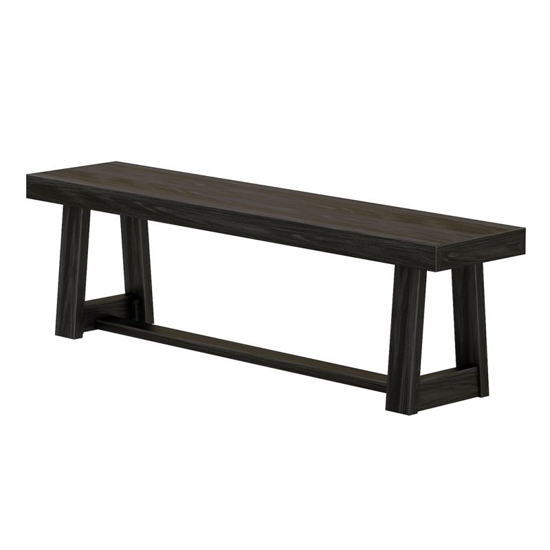 Linzy Classic Wood Bench, Black Wirebrush