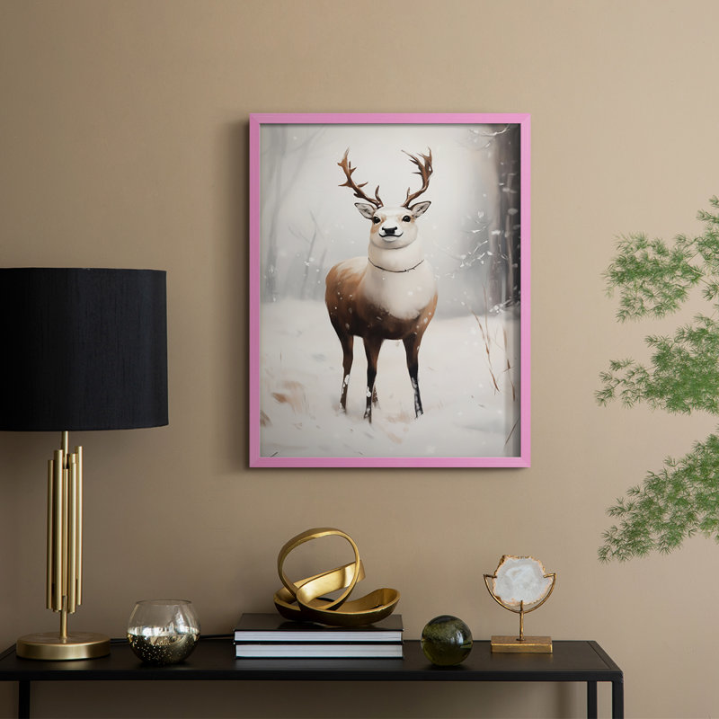 Christmas Holiday Art -Series 2-CCCLXXXIV Framed Print - Solid Wood, 21" H x 17" W, Pink