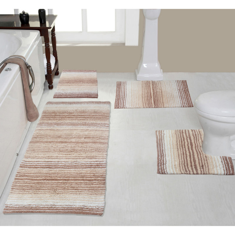 Tapis pour salle de bain 100% coton avec envers en latex, Beige