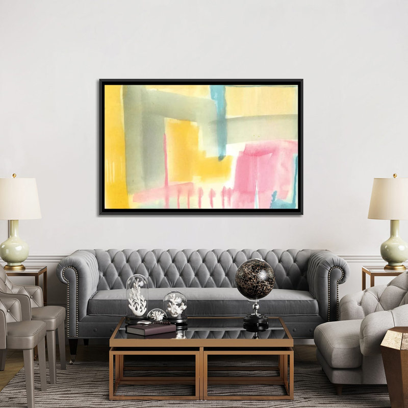 « pastel luxe ii », reproduction sur toile, H 18 po x l 26 po x P 1,5 po, Toile avec cadre noir, Pas de tapis