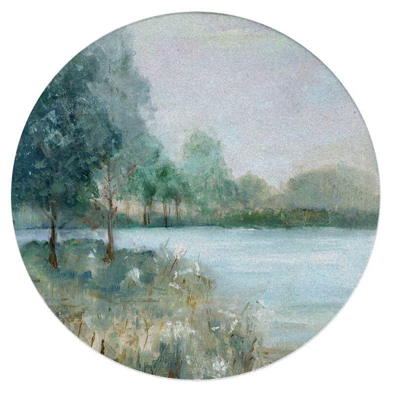 Tranquil Landscape Single Round Sandstone Coaster Create Your Own Set