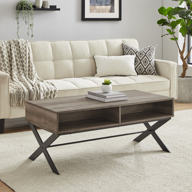 Table basse avec rangement Michela, Gris délavé