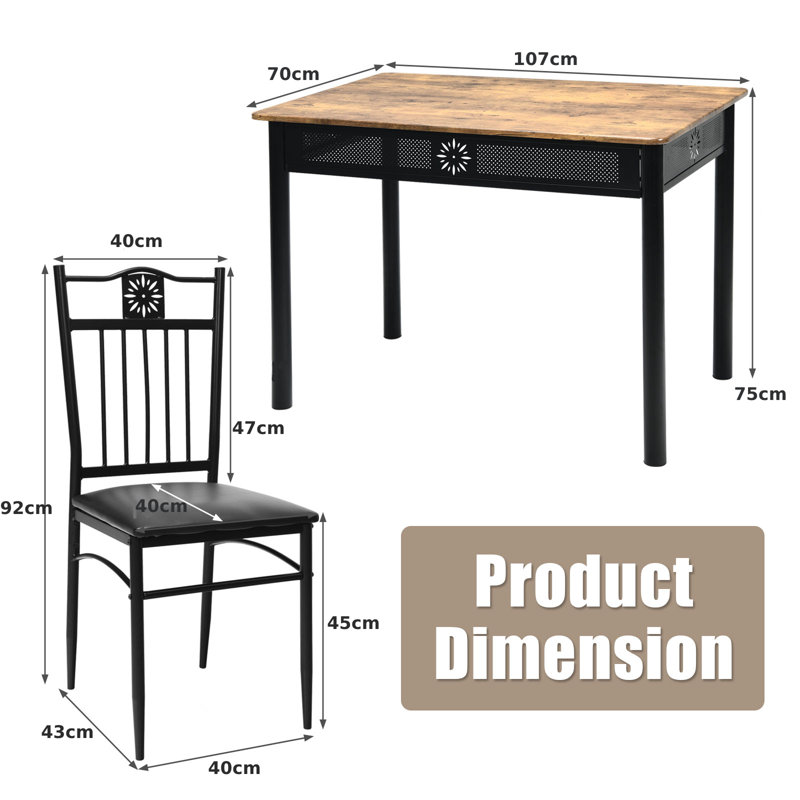 Leming Dining Set, Brown, Black