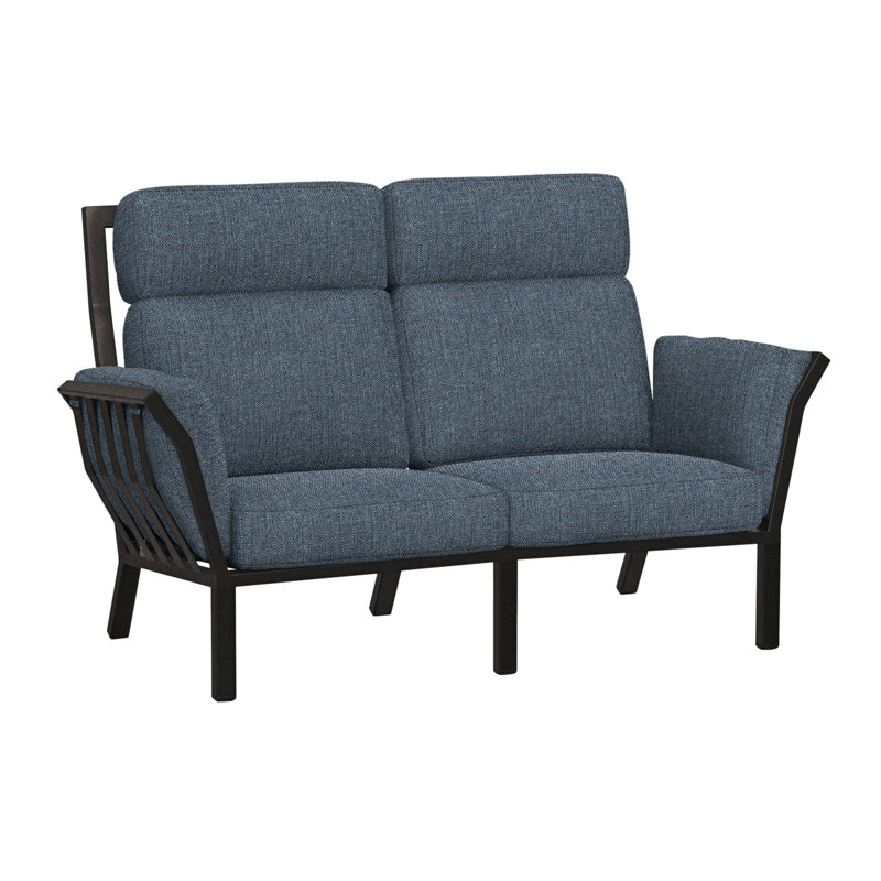 Aris Outdoor 2 - Seat Loveseat, Carbon Black, Sash Denim