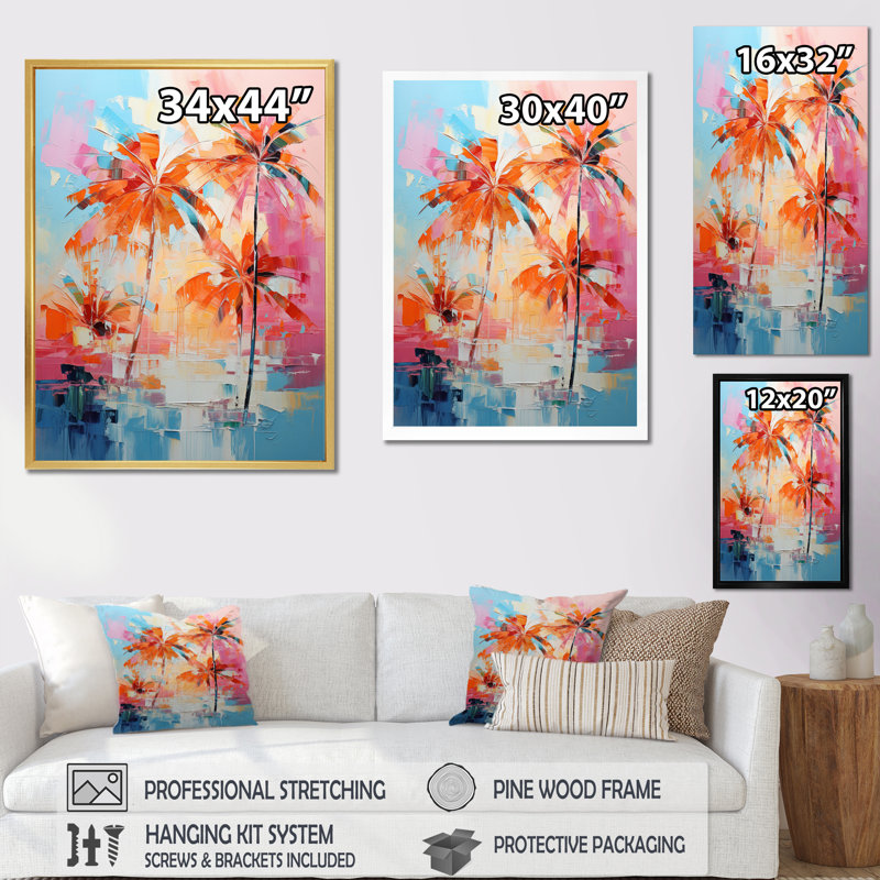 Floral Wall Art Living Room, Toile tendue, H 40 po x l 30 po x P 1,5 po