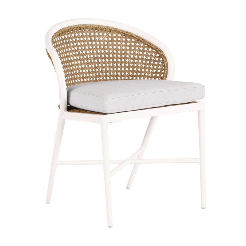 Havana Side Chair, No Welt, Chalk/Natural Cane, Rollo Lace
