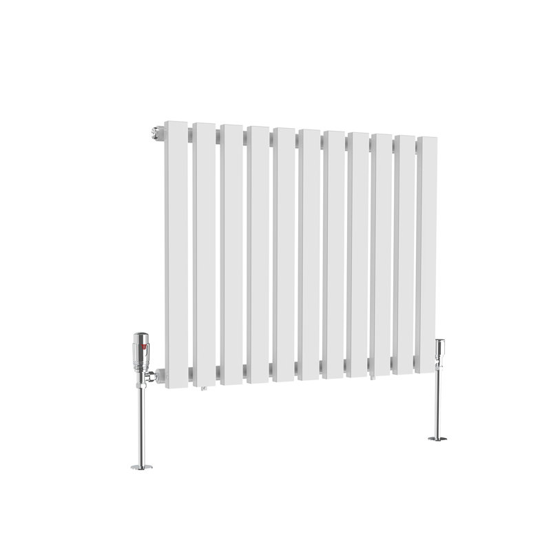 Ipolito Single Panel D-Shape Horizontal Designer Radiator, White, 60cm H x 76cm W