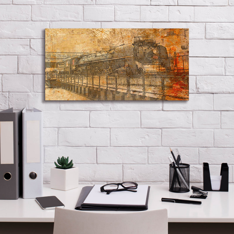 «Epic Graffiti», art mural sur toile «Rustic Train» par Dante Plata, 24 po x 12 po
