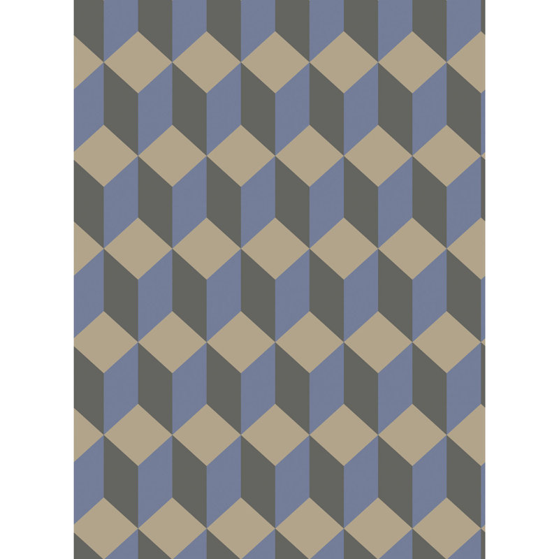 Delano Geometric Wallpaper Roll, Blue/Black