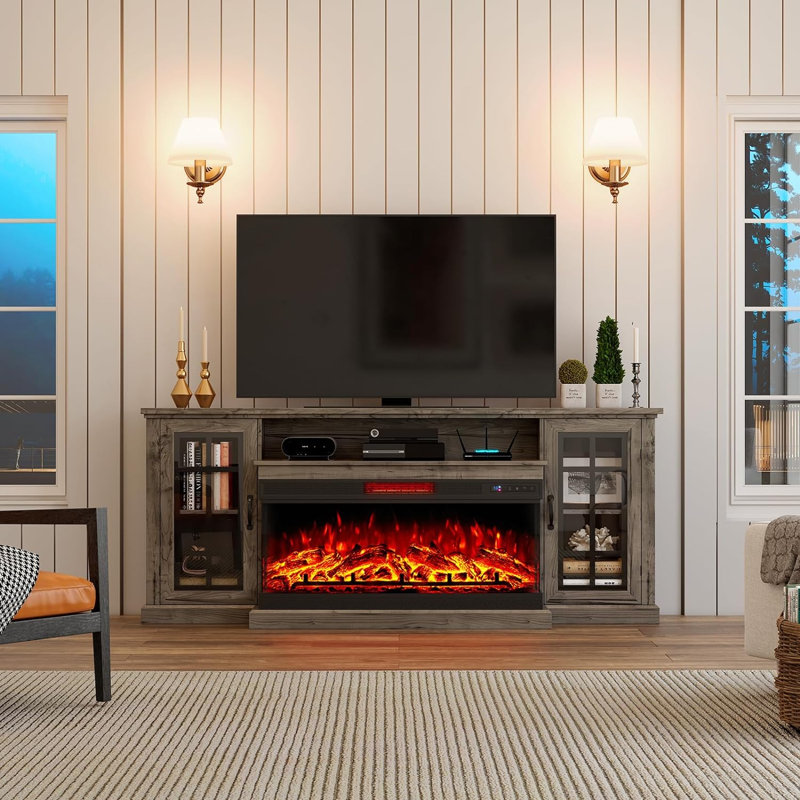 Meuble télé Alvilda, Gris délavé, 75"