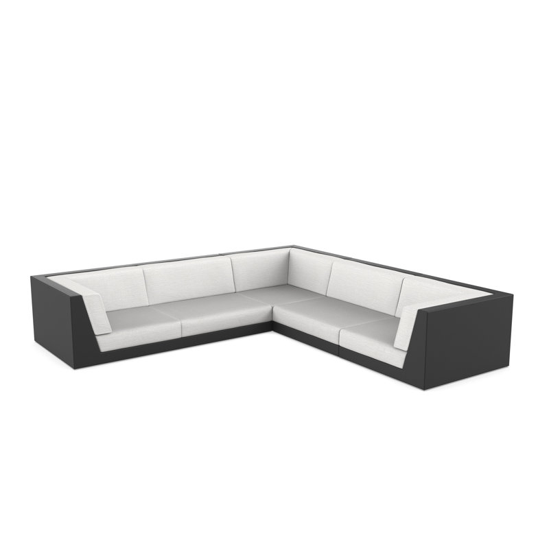 Canapé modulaire d'extérieur en forme de U avec coussins de 119,25 po Pixel, Écru, Taupe nautique