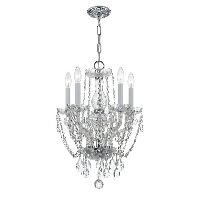 Lustre classique / traditionnel à 5 lumières de style bougie Wehr, Majestueux bois poli, Chrome